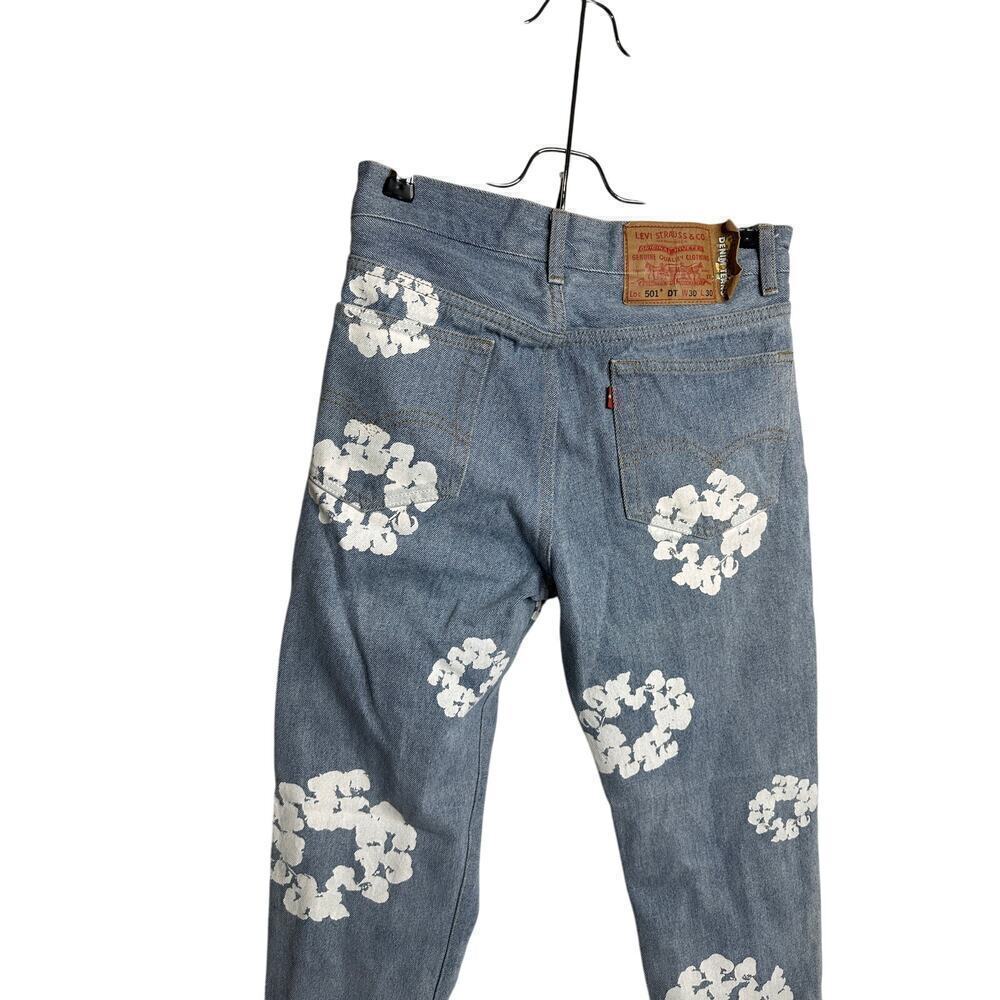 100% Authentic Levi's X Denim Tears Collab Men Blue Jean Size 30 x 30 Fly Button - Picture 4 of 16